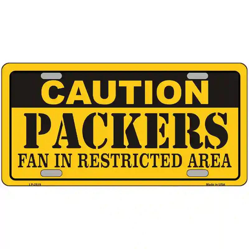 Caution Packers Metal Novelty License Plate 12" x 6" (LP)