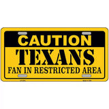 Caution Texans Metal Novelty License Plate 12" x 6" (LP)