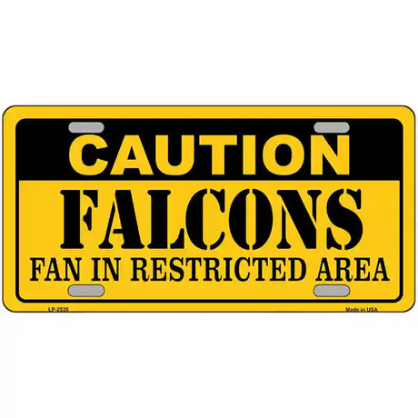 Caution Falcons Metal Novelty License Plate 12" x 6" (LP)