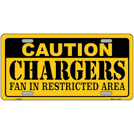 Caution Chargers Metal Novelty License Plate 12" x 6" (LP)