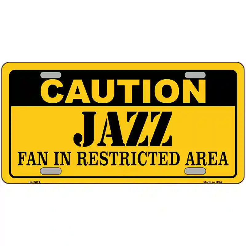 Caution Jazz Fan Metal Novelty License Plate 12" x 6" (LP)