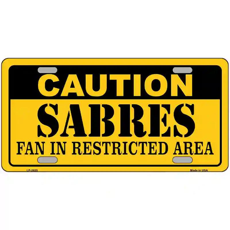 Caution Sabres Metal Novelty License Plate 12" x 6" (LP)