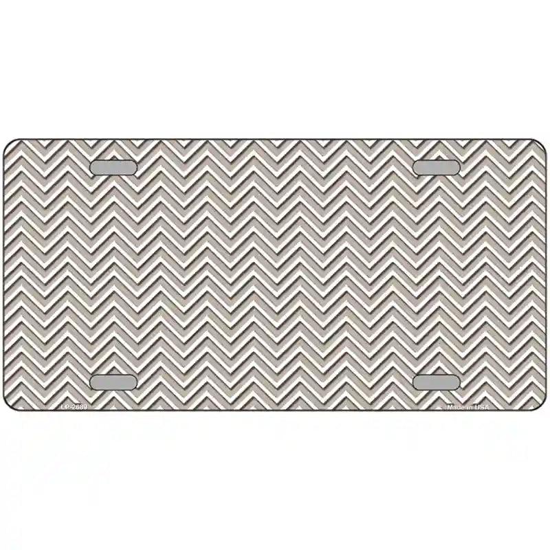 Tan White Chevron Metal Novelty License Plate 12" x 6" (LP)