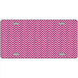 Pink White Chevron Metal Novelty License Plate 12" x 6" (LP)