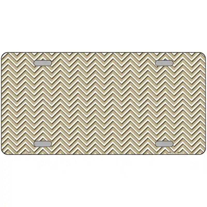 Gold White Chevron Metal Novelty License Plate 12" x 6" (LP)