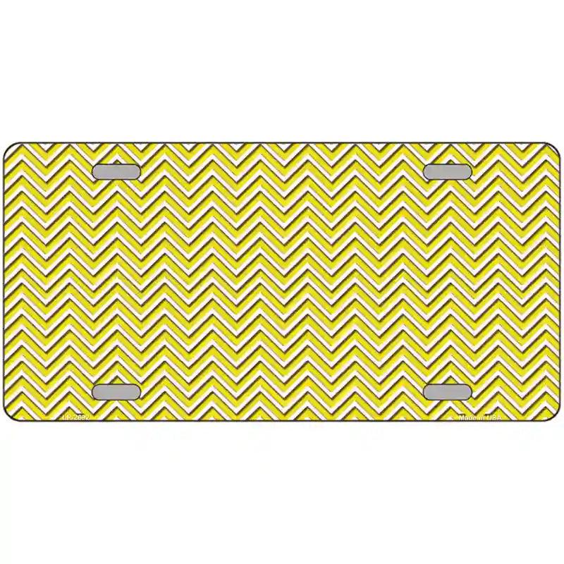 Yellow White Chevron Metal Novelty License Plate 12" x 6" (LP)