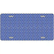 Blue White Chevron Metal Novelty License Plate 12" x 6" (LP)