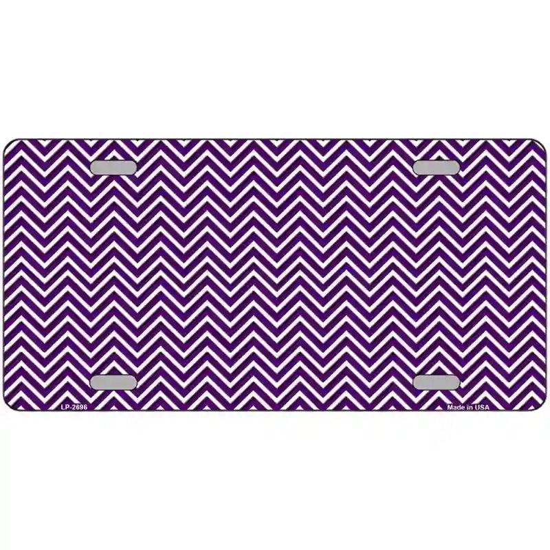 Purple White Chevron Metal Novelty License Plate 12" x 6" (LP)