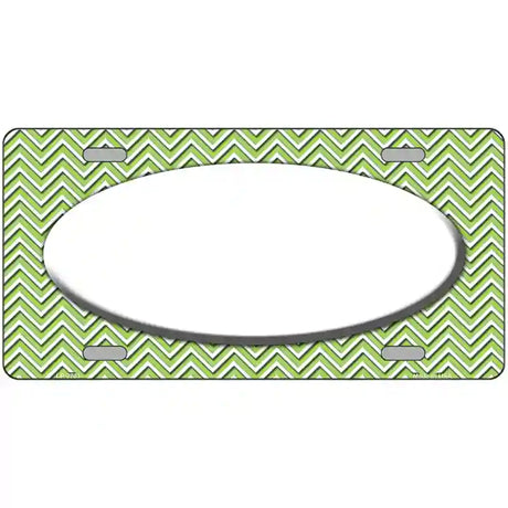 Lime Green White Chevon White Center Oval Metal Novelty License Plate 12" x 6" (LP)