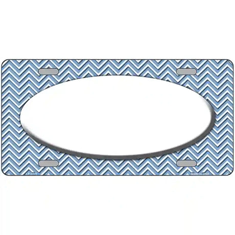 Light Blue White Chevon White Center Oval Metal Novelty License Plate 12" x 6" (LP)