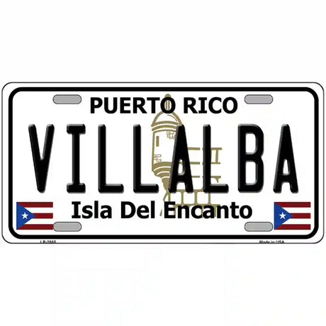 Villalba Puerto Rico Metal Novelty License Plate 12" x 6" (LP)