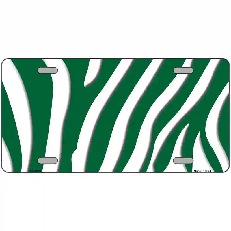 Green White Zebra Metal Novelty License Plate 12" x 6" (LP)