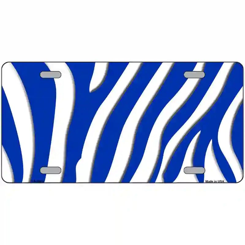 Blue White Zebra Metal Novelty License Plate 12" x 6" (LP)