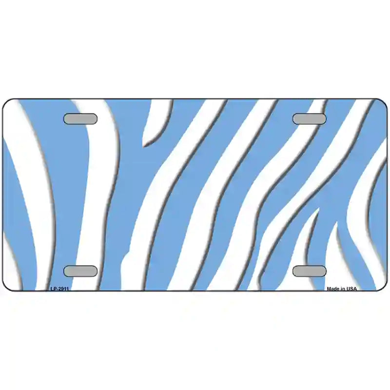 Light Blue White Zebra Metal Novelty License Plate 12" x 6" (LP)