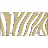 Gold White Zebra Metal Novelty License Plate 12" x 6" (LP)