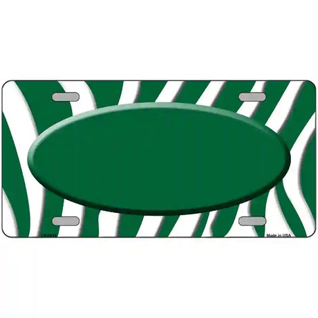 Green White Zebra Green Center Oval Metal Novelty License Plate 12" x 6" (LP)