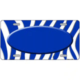 Blue White Zebra Blue Center Oval Metal Novelty License Plate 12" x 6" (LP)