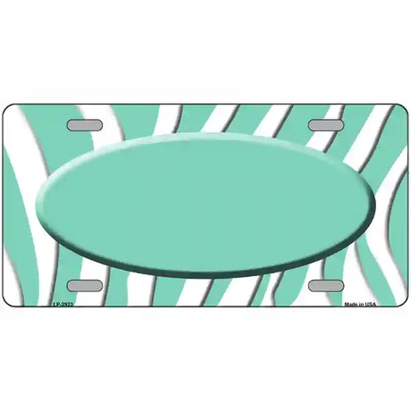 Mint White Zebra Mint Center Oval Metal Novelty License Plate 12" x 6" (LP)