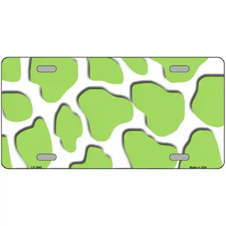 Lime Green White Giraffe Metal Novelty License Plate 12" x 6" (LP)