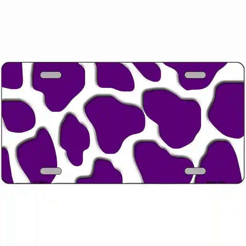 Purple White Giraffe Metal Novelty License Plate 12" x 6" (LP)