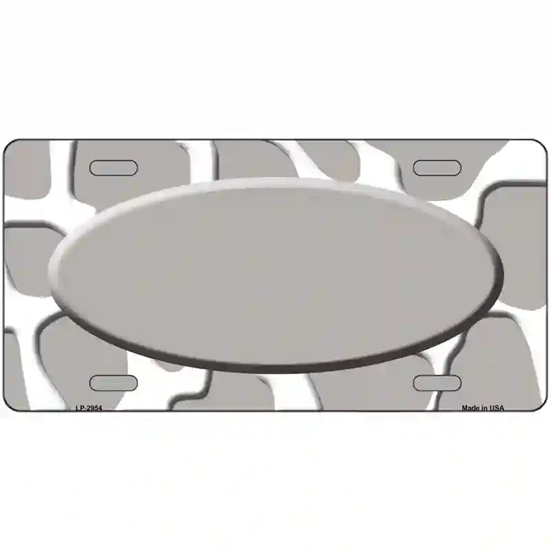 Grey White Giraffe Grey Center Oval Metal Novelty License Plate 12" x 6" (LP)