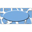 Light Blue White Giraffe Light Blue Center Oval Metal Novelty License Plate 12" x 6" (LP)