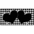 White Black Houndstooth Black Center Hearts Metal Novelty License Plate 12" x 6" (LP)