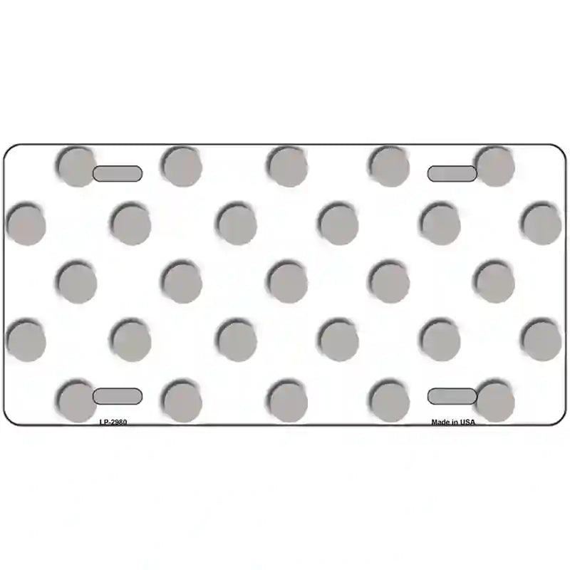 Grey White Polka Dot Metal Novelty License Plate 12" x 6" (LP)