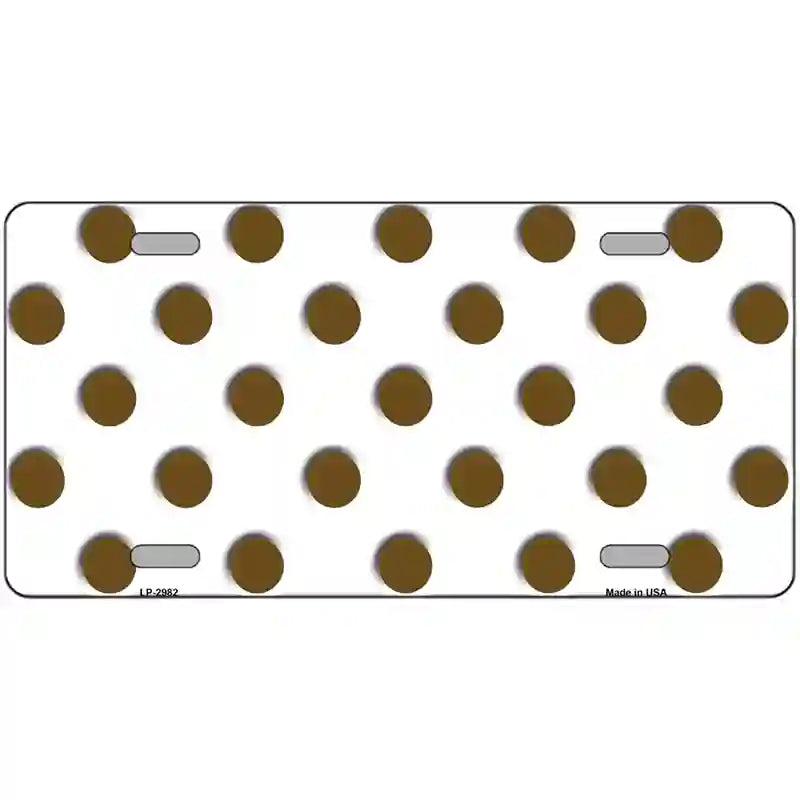 Brown White Polka Dot Metal Novelty License Plate 12" x 6" (LP)