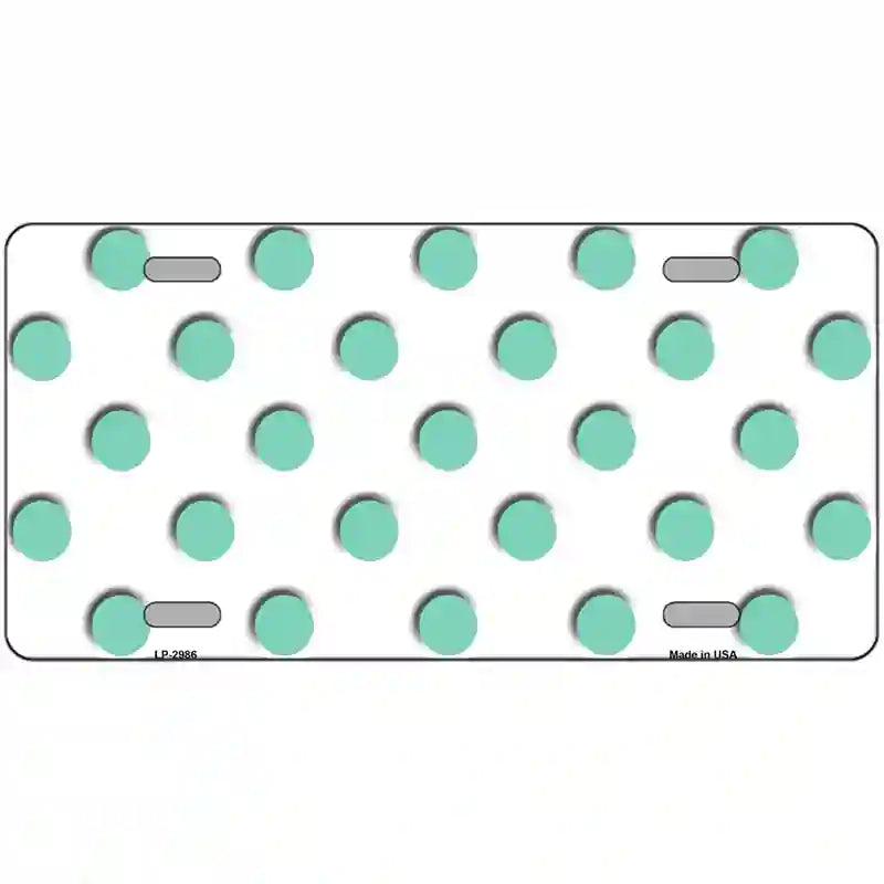 Mint White Polka Dot Metal Novelty License Plate 12" x 6" (LP)