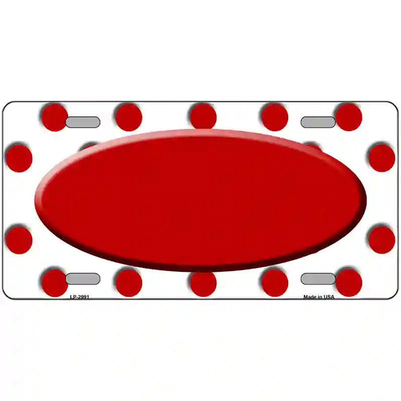 Red White Polka Dot Red Center Oval Metal Novelty License Plate 12" x 6" (LP)