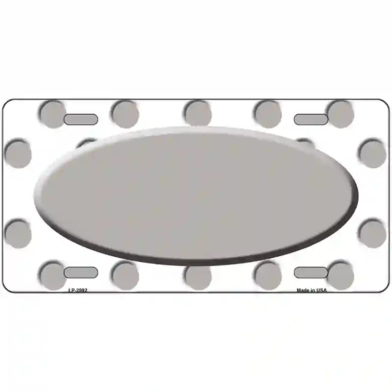 Grey White Polka Dot Grey Center Oval Metal Novelty License Plate 12" x 6" (LP)