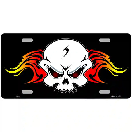 Skull Flame Metal Novelty License Plate 12" x 6" (LP)