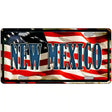 New Mexico on American Flag Metal Novelty License Plate 12" x 6" (LP)