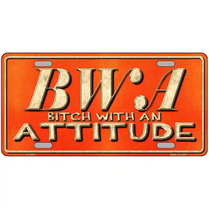 B.W.A. Metal Novelty License Plate 12" x 6" (LP)