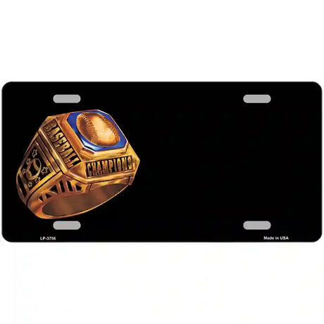 Baseball Champion Ring Offset Metal Novelty License Plate 12" x 6" (LP)