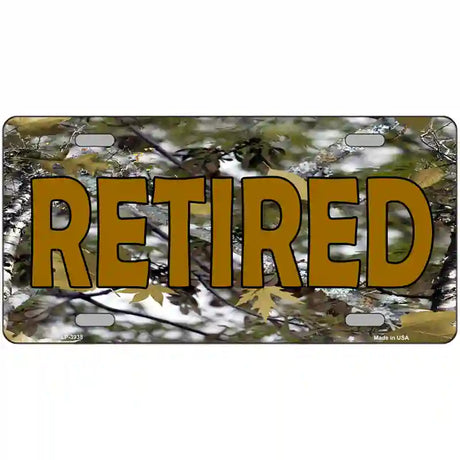 Retired Camouflage Metal Novelty License Plate 12" x 6" (LP)