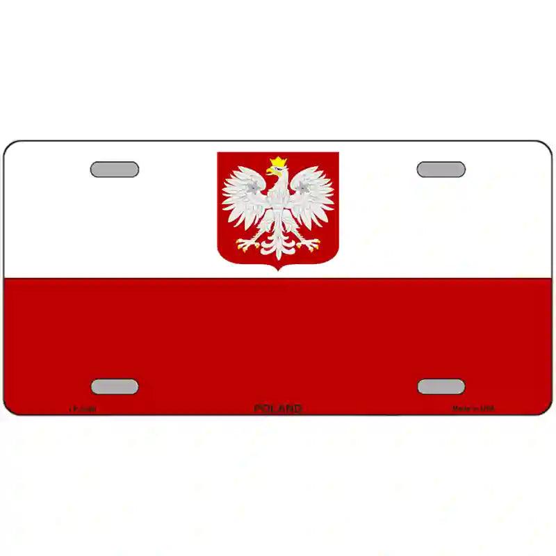 Poland Eagle Flag Metal Novelty License Plate 12" x 6" (LP)
