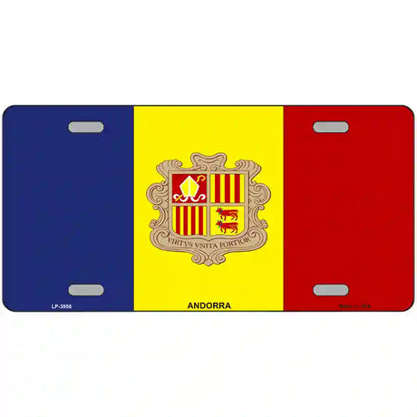 Andorra Flag Metal Novelty License Plate 12" x 6" (LP)