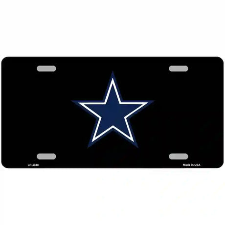 Black With Blue Star Metal Novelty License Plate Tag LP-4048