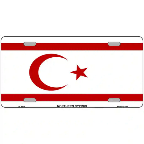 Northern Cyprus Flag Metal Novelty License Plate 12" x 6" (LP)