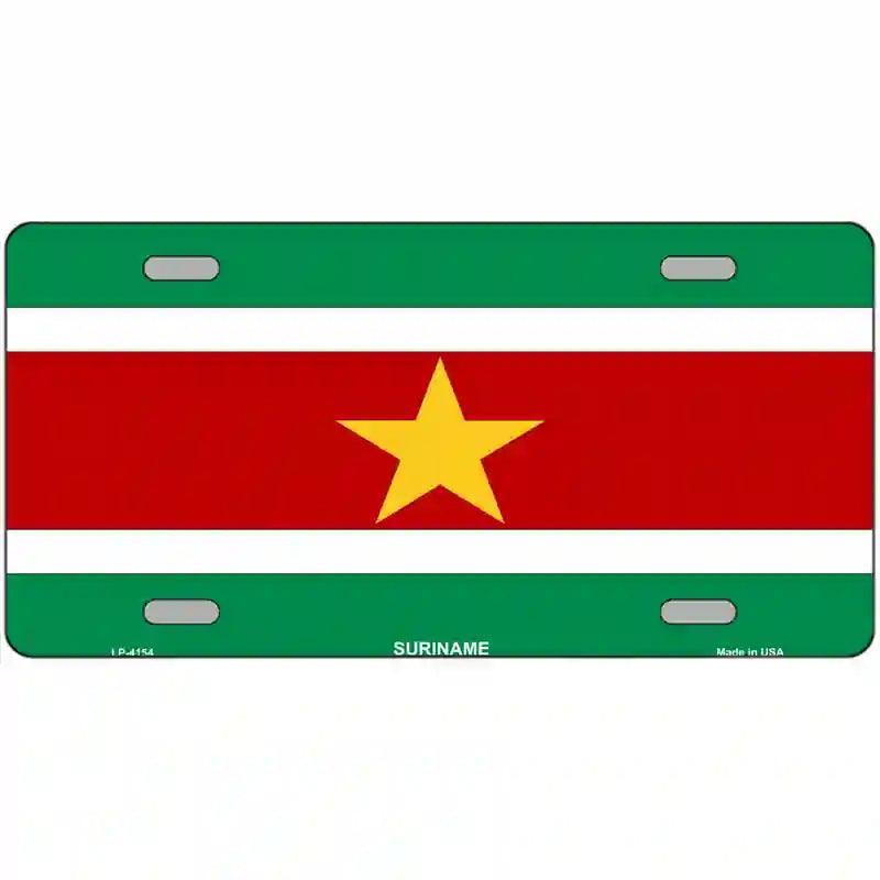 Suriname Flag Metal Novelty License Plate 12" x 6" (LP)