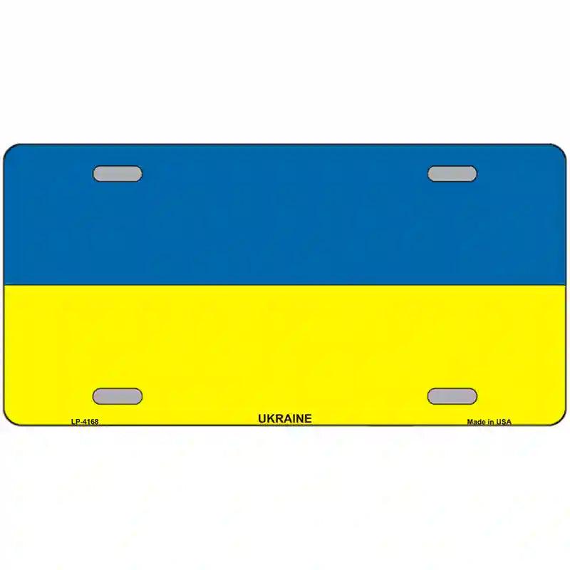 Ukraine Flag Metal Novelty License Plate 12" x 6" (LP)