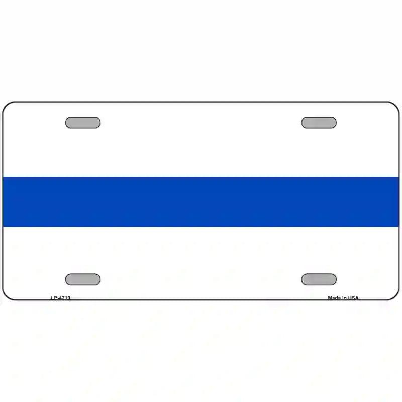 Thin Blue Line White Metal Novelty License Plate 12" x 6" (LP)