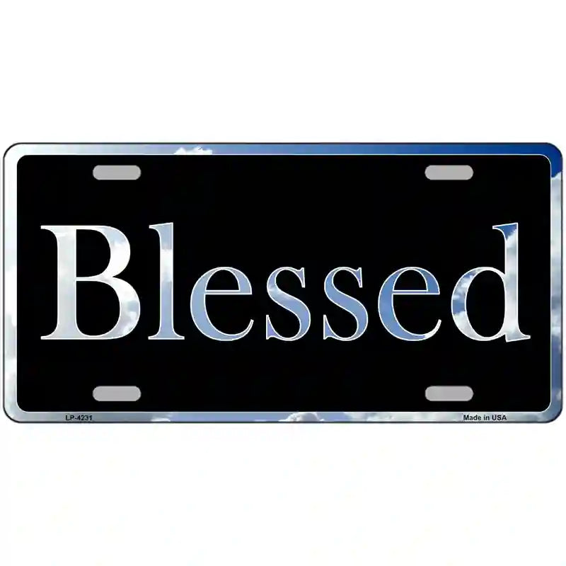 Blessed Blue Sky Cloud Metal Novelty License Plate 12" x 6" (LP)