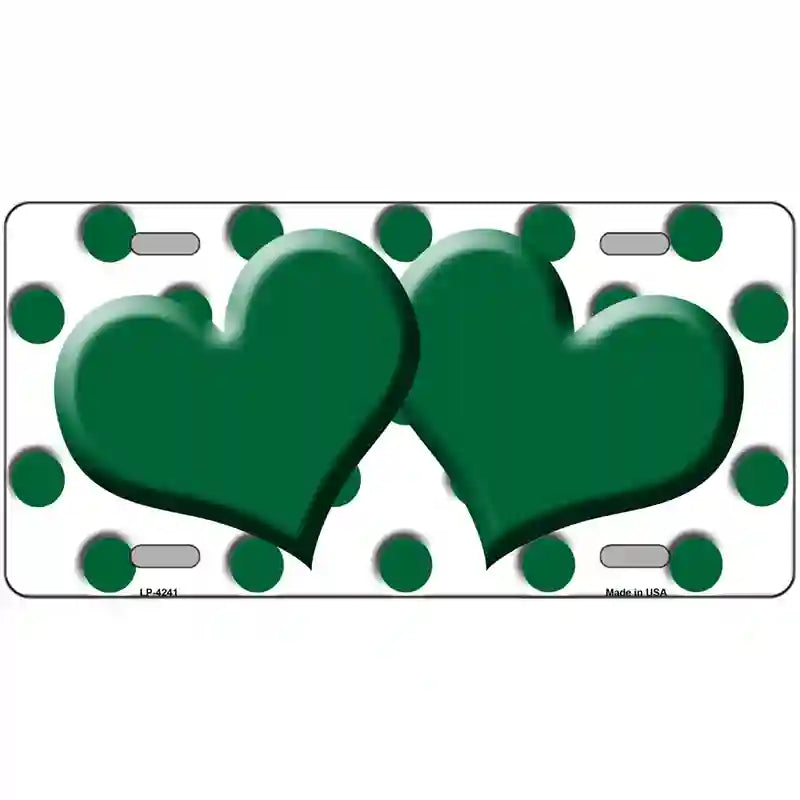 Green White Polka Dot Green Centered Hearts Novelty License Plate 12" x 6" (LP)