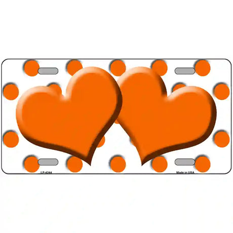 Orange White Polka Dot Orange Centered Hearts Novelty License Plate 12" x 6" (LP)