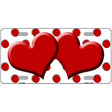 Red White Polka Dot Red Centered Hearts Novelty License Plate 12" x 6" (LP)