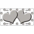 Grey White Polka Dot Grey Centered Hearts Novelty License Plate 12" x 6" (LP)