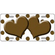 Brown White Polka Dot With Brown Centered Hearts Novelty License Plate 12" x 6" (LP)